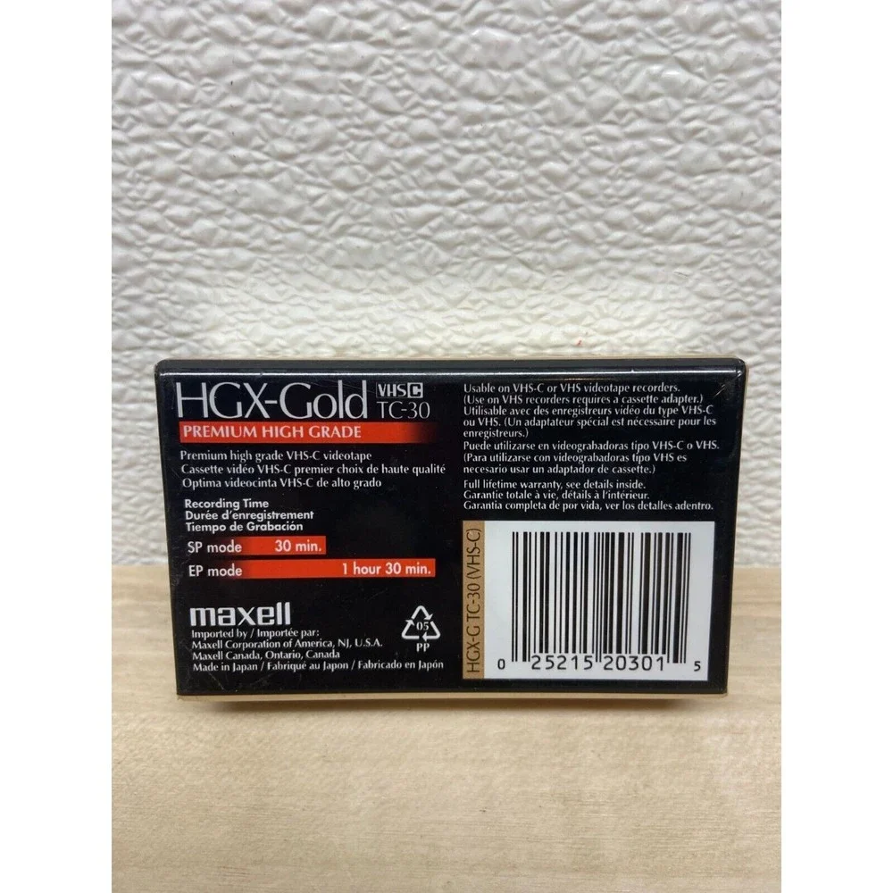 Maxell TC-30 VHS-C Premium High Grade HGX-Gold Video Cassette